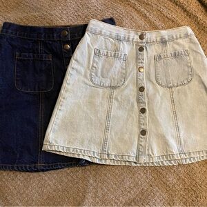 BDG denim mini skirts light blue and dark blue